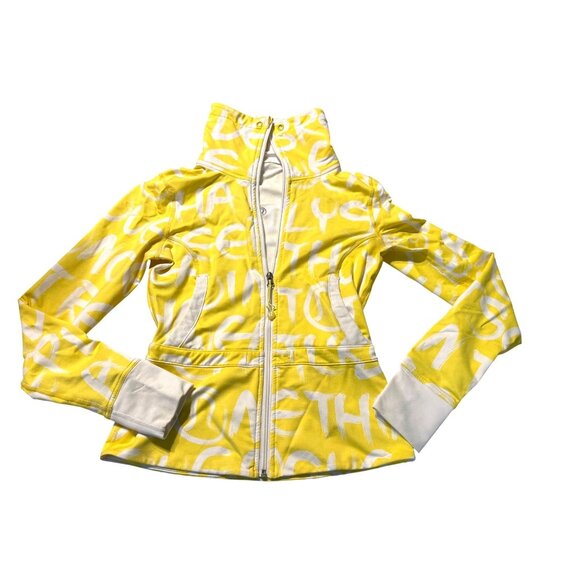 Lululemon *Rare* Victory Manifesto Yellow/White Full-Zip Athletic Jacket Size 6 - Picture 2 of 7